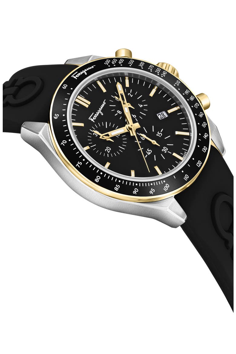Chronograph Silicone Strap Watch, 43mm, Alternate, color, SILVER