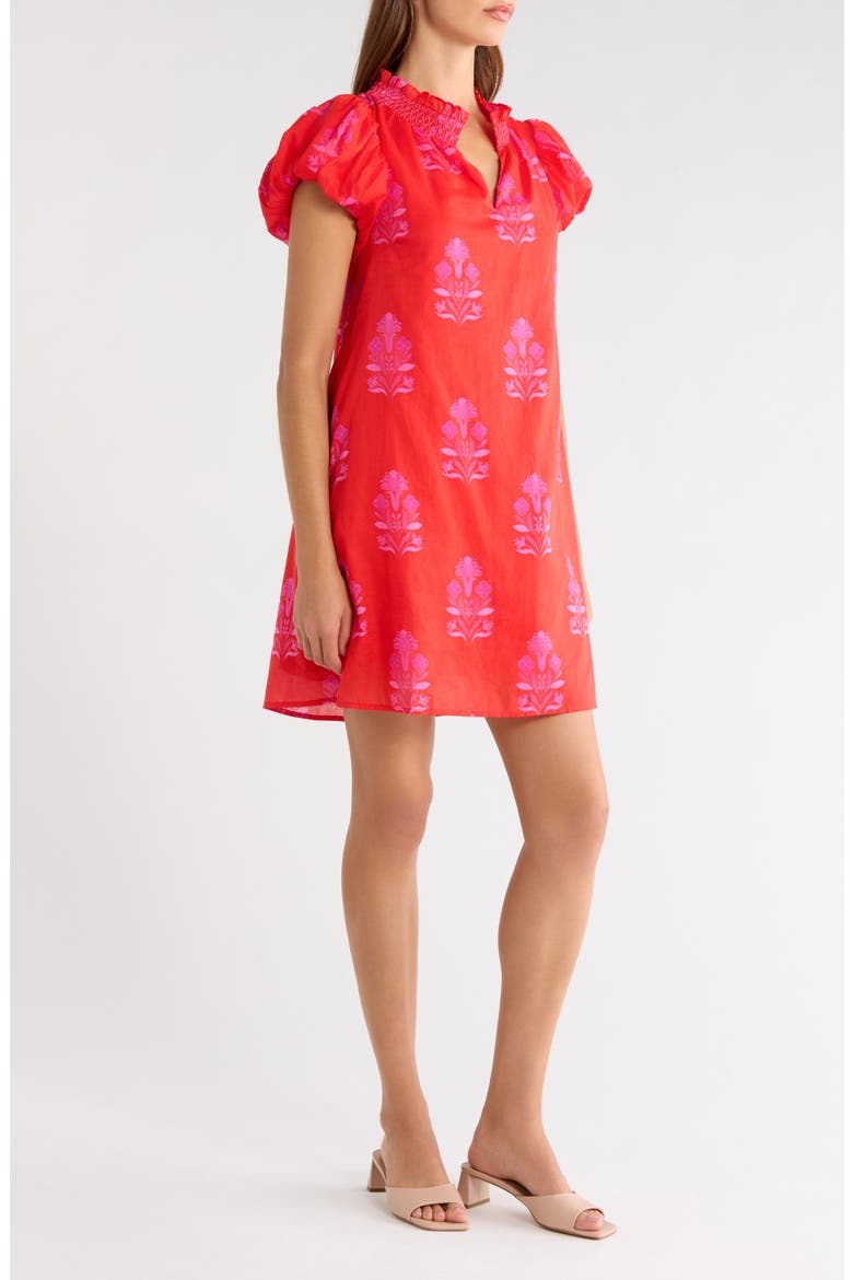 Vermina Floral Print Cotton Shift Dress, Alternate, color, RED-FUCHSIA