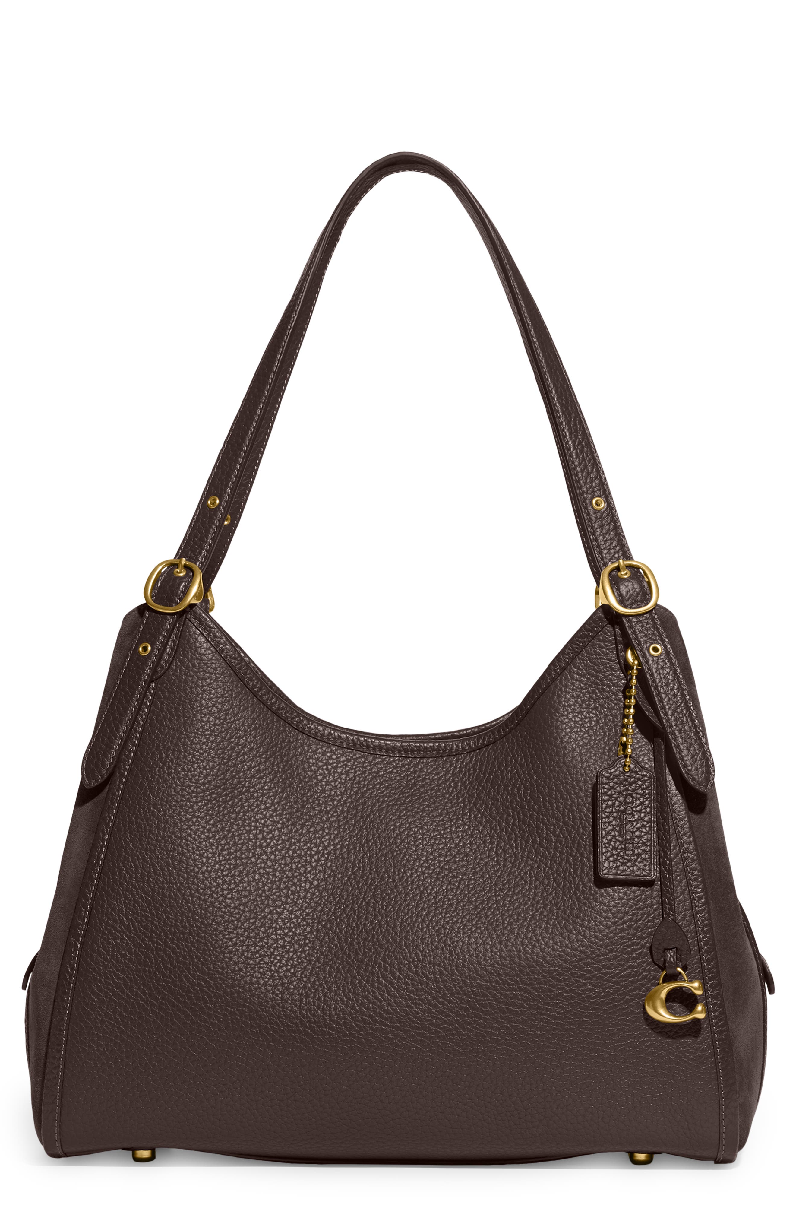 COACH Leather & Suede Shoulder Bag, Main, color, 