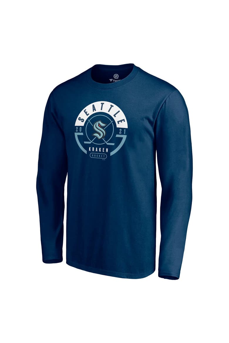 Men's Fanatics  Deep Sea Blue Seattle Kraken Block Party Long Sleeve T-Shirt, Alternate, color, Navy