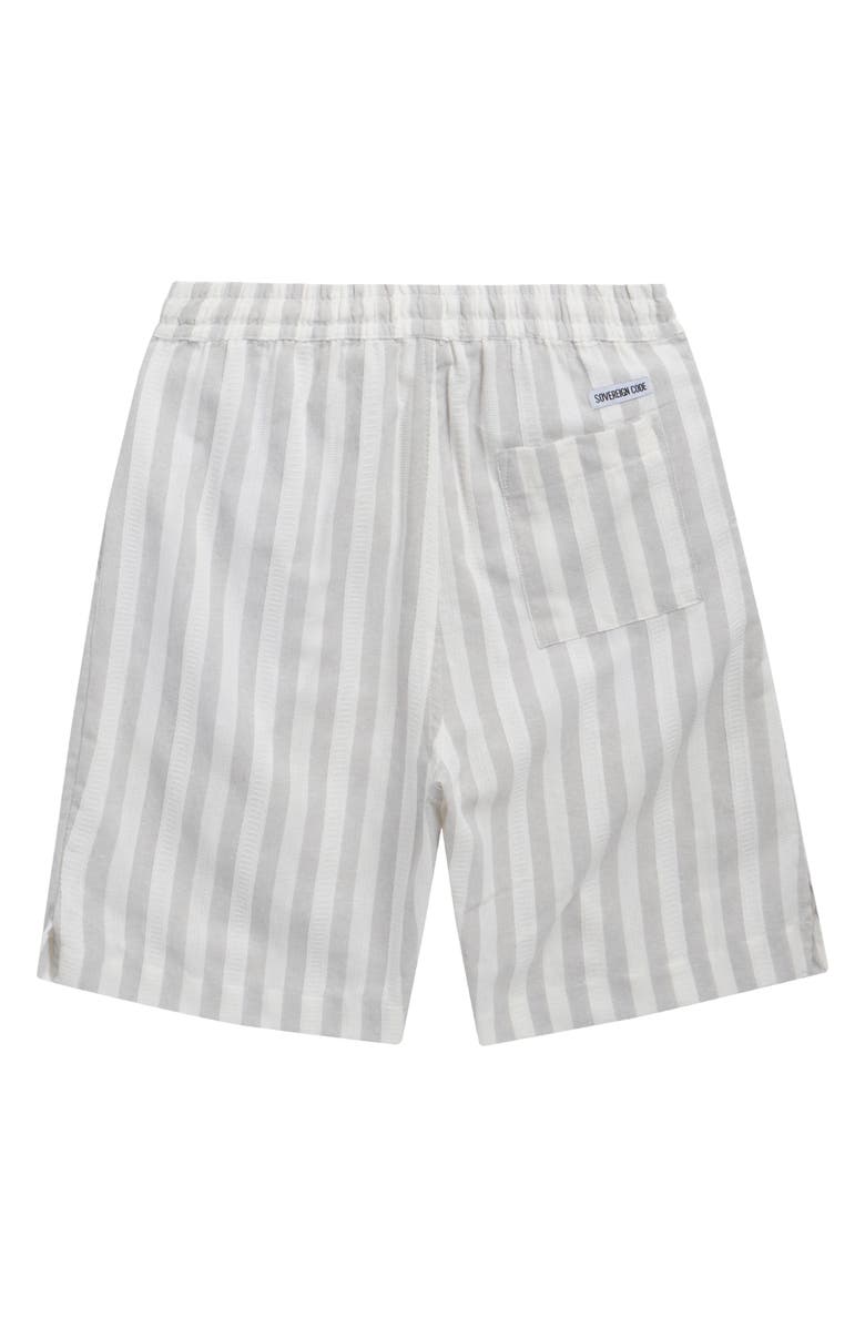 Sovereign Code Kids' Standout Passport Stripe Camp Shirt & Shorts Set, Alternate, color, Light Grey / Pedro Stripe