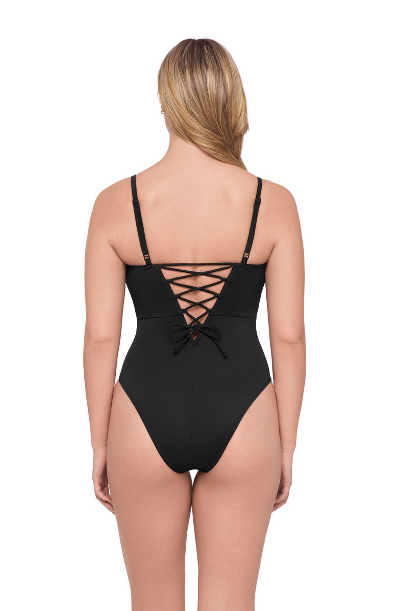 S3 Apparel Corset Underwire One Piece Swimsuit, Alternate, color, Onyx Black