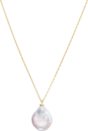 Spero London Baroque Flat Pearl Pendant Necklace Sterling Silver