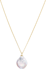 Spero London Baroque Flat Pearl Pendant Necklace Sterling Silver