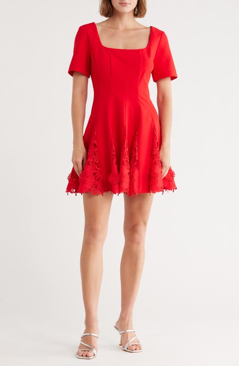 Joy Short Sleeve Lace Godet Minidress