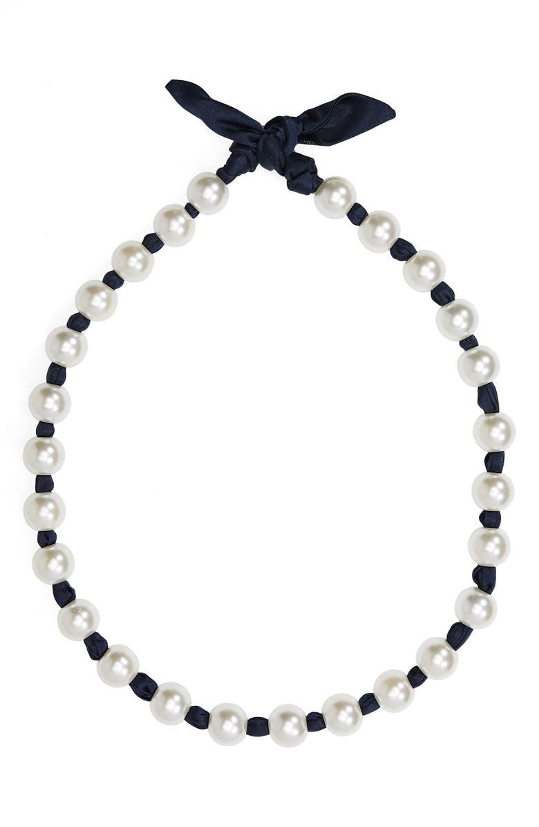 Lele Sadoughi Imitation Pearl Scarf Necklace, Main, color,