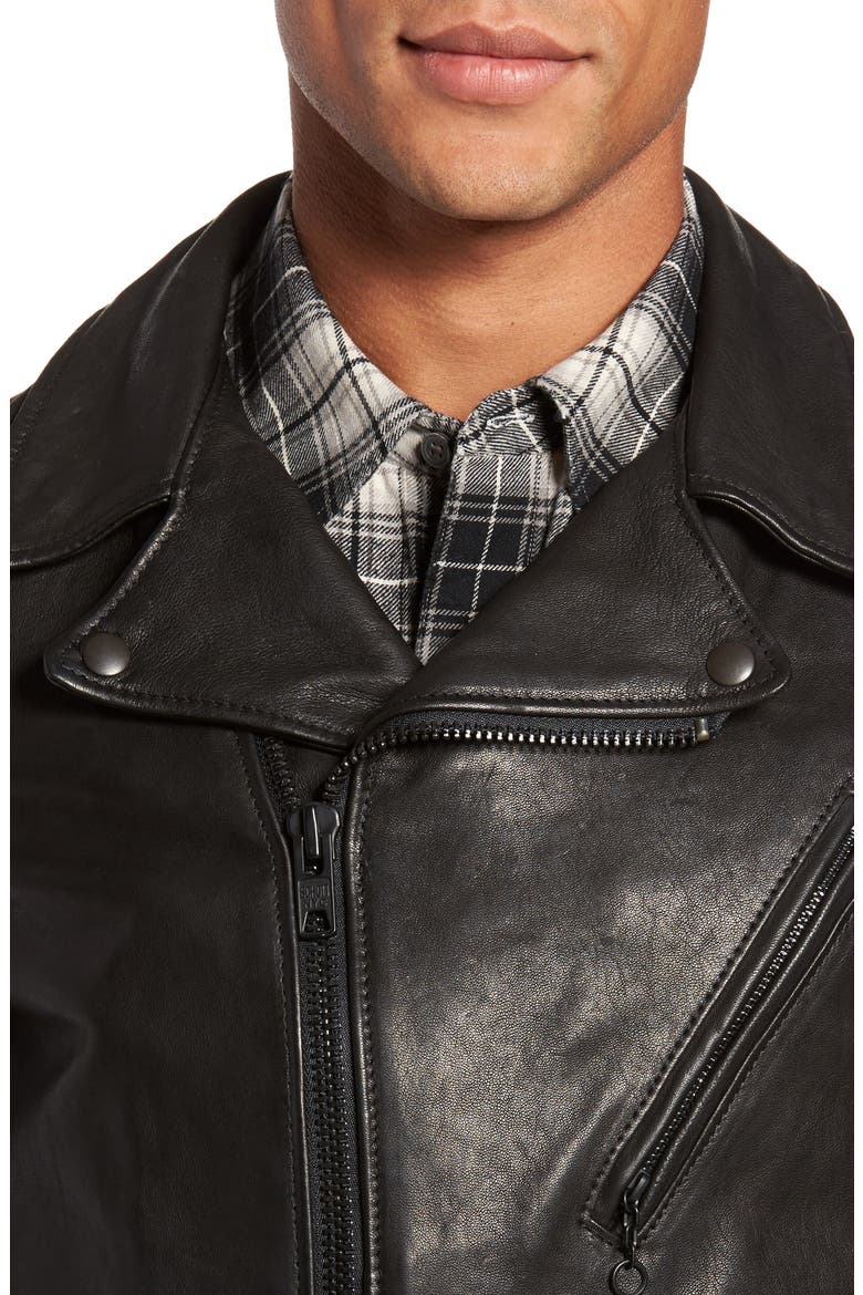 Leather Moto Jacket, Alternate, color, BLACK