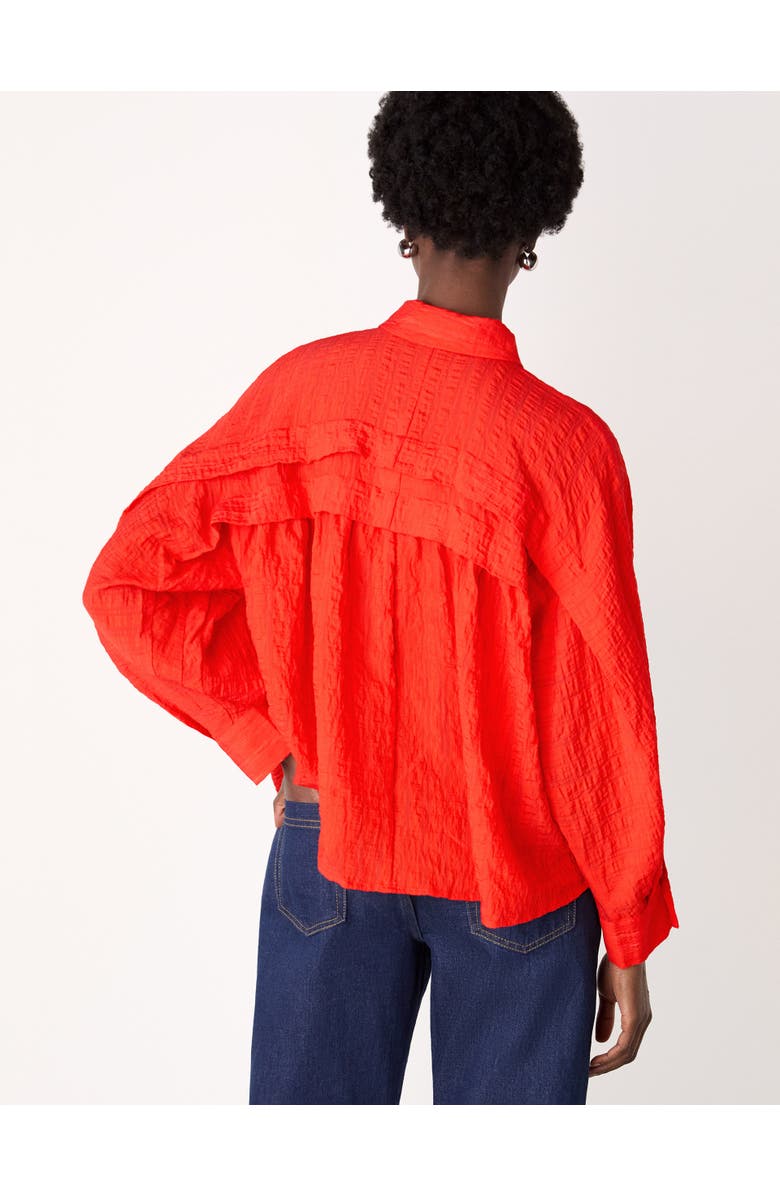 Whistles Textured Frill Detail Blouse, Alternate, color, Red