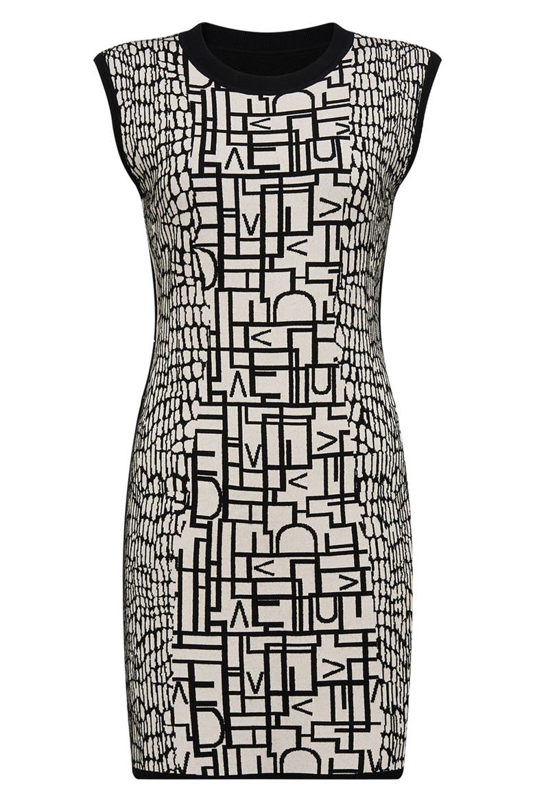 Aviva Logo Print Reversible Knit Minidress, Alternate, color, DVF LOGO/LEOPARD BLK/IVORY