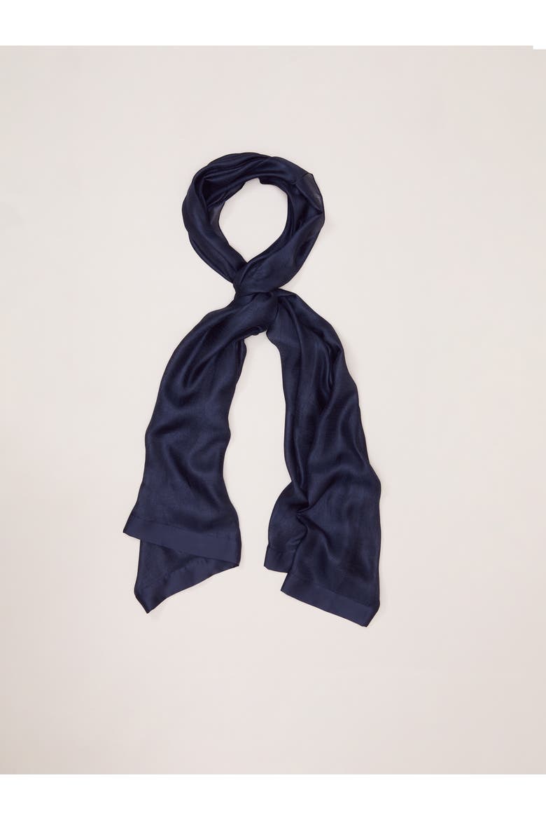 Satin Trim Scarf, Main, color, Navy