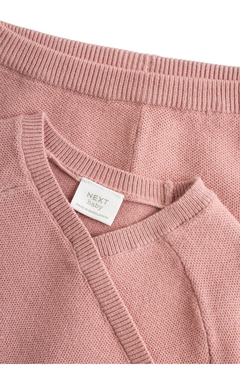 NEXT Bow Detail Knit Wrap Top & Pants Set, Alternate, color, Pink