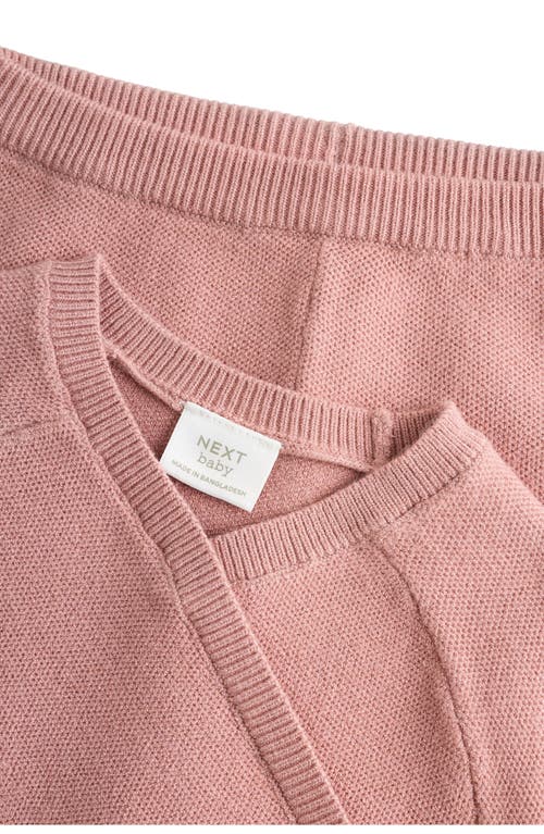 Next Bow Detail Knit Wrap Top & Pants Set In Pink