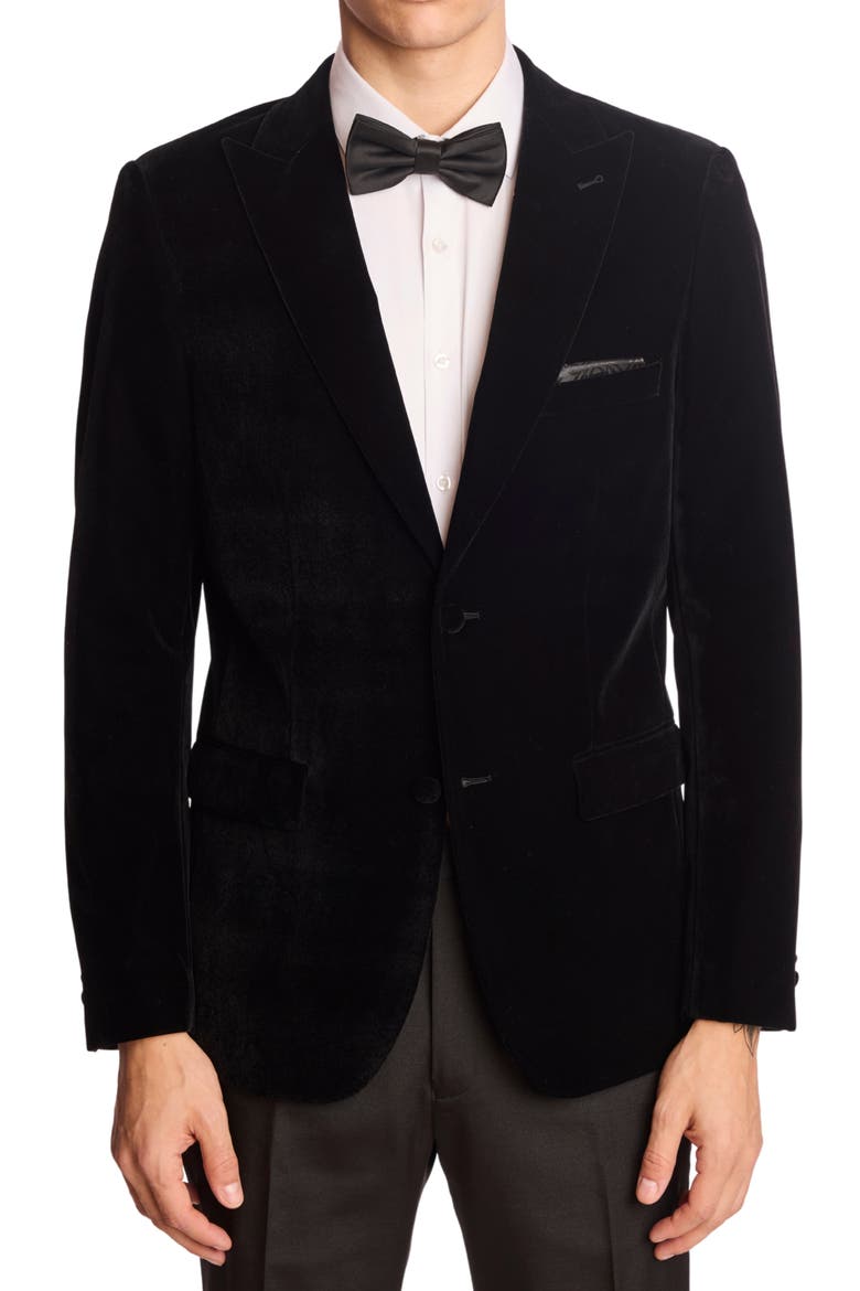 Kyle Slim Fit Velvet Dinner Jacket, Main, color, BLACK VELVET