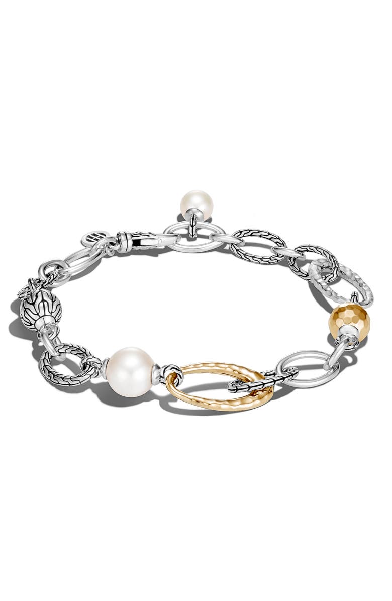 John Hardy Classic Chain Freshwater Pearl Chain Link Bracelet, Alternate, color, 