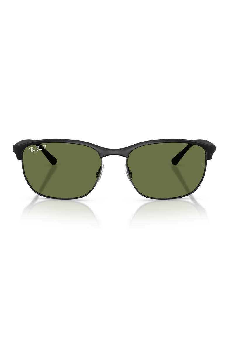 Gender Inclusive RB4469 59mm Polarized Square Sunglasses, Main, color, SAND BLACK / GREEN