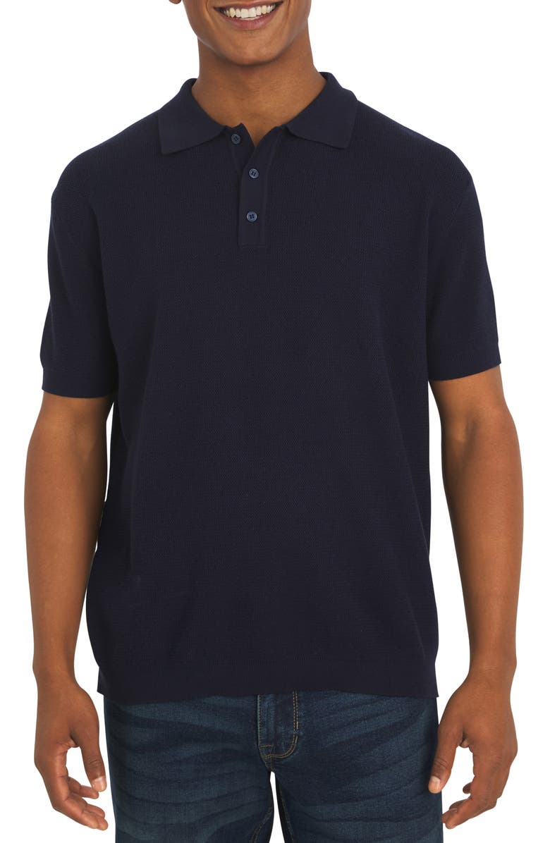 DKNY SPORTSWEAR Wave Sweater Polo, Main, color, Midnight Navy