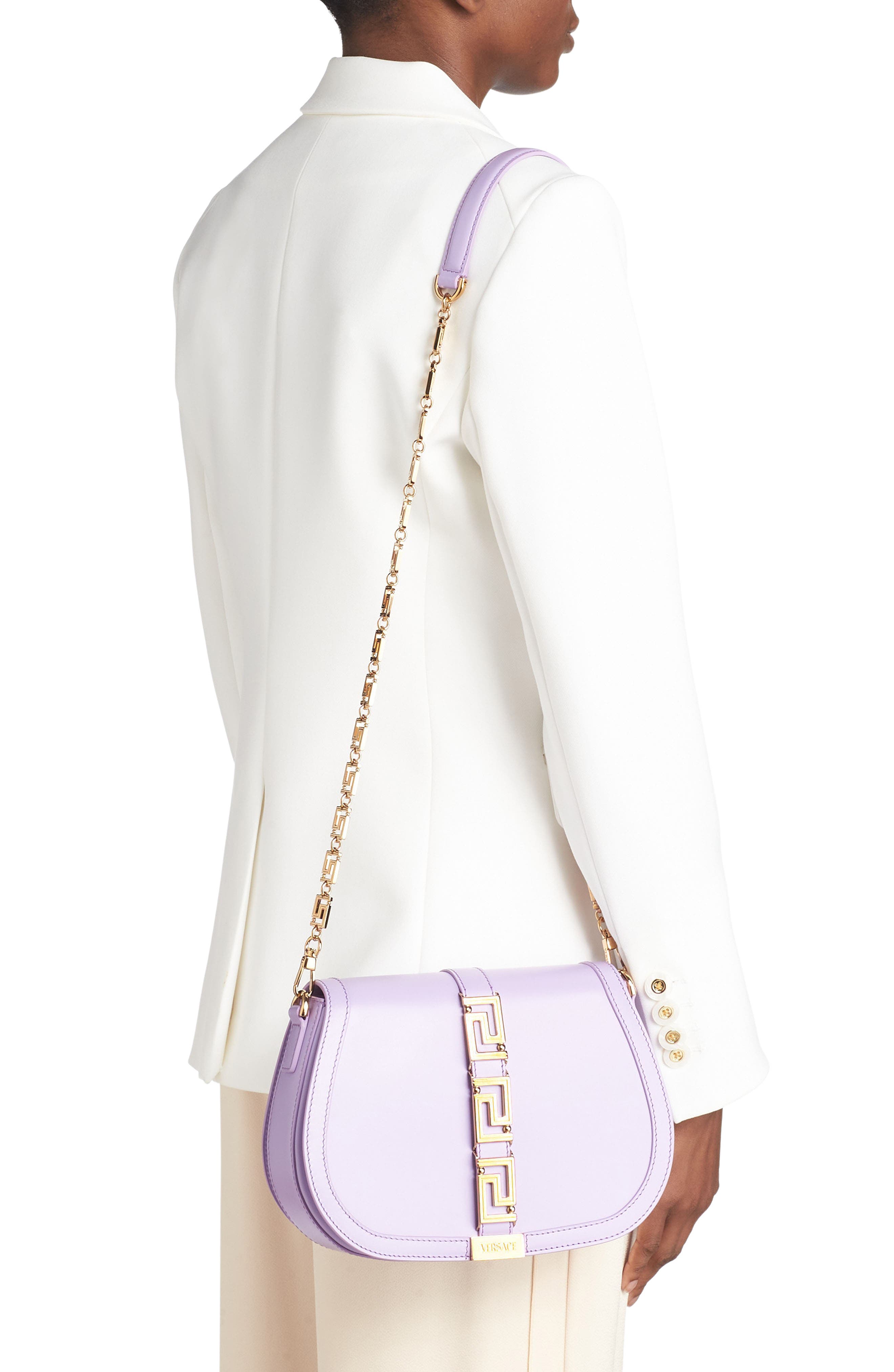 Versace Large Greca Goddess Leather Shoulder Bag, Alternate, color, 