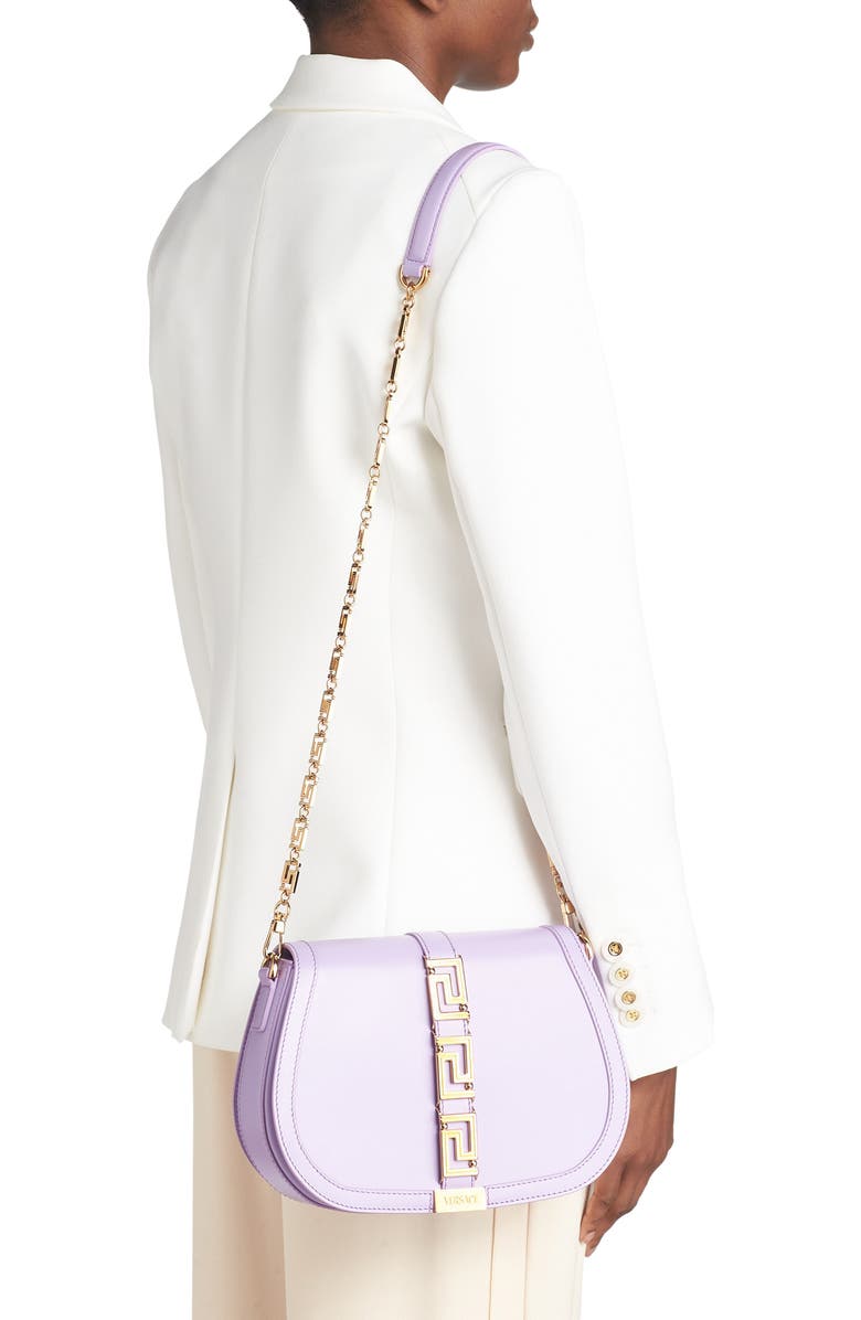 Versace Large Greca Goddess Leather Shoulder Bag, Alternate, color,