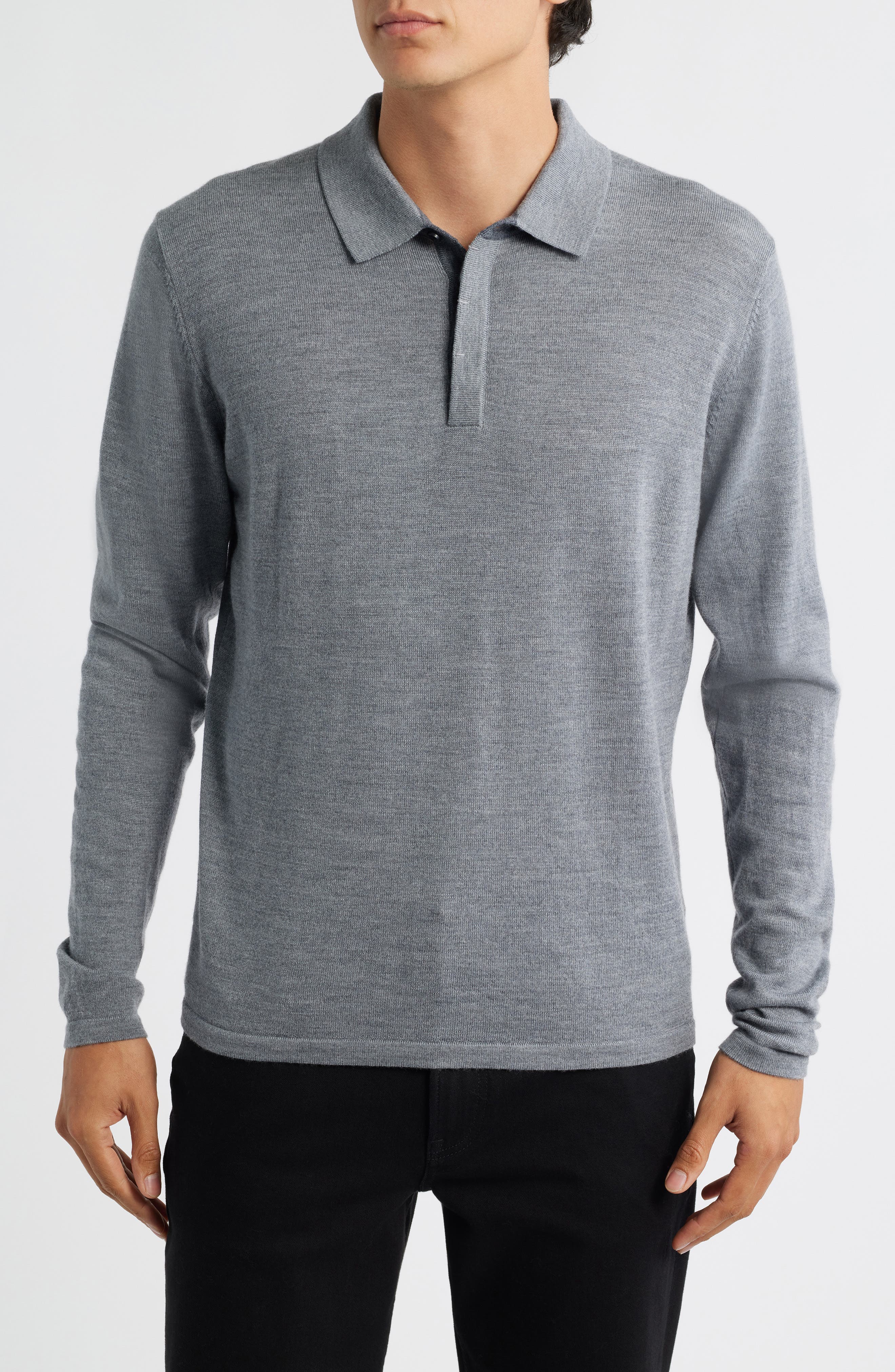 Robert Barakett Thomas Merino Wool Long Sleeve Polo