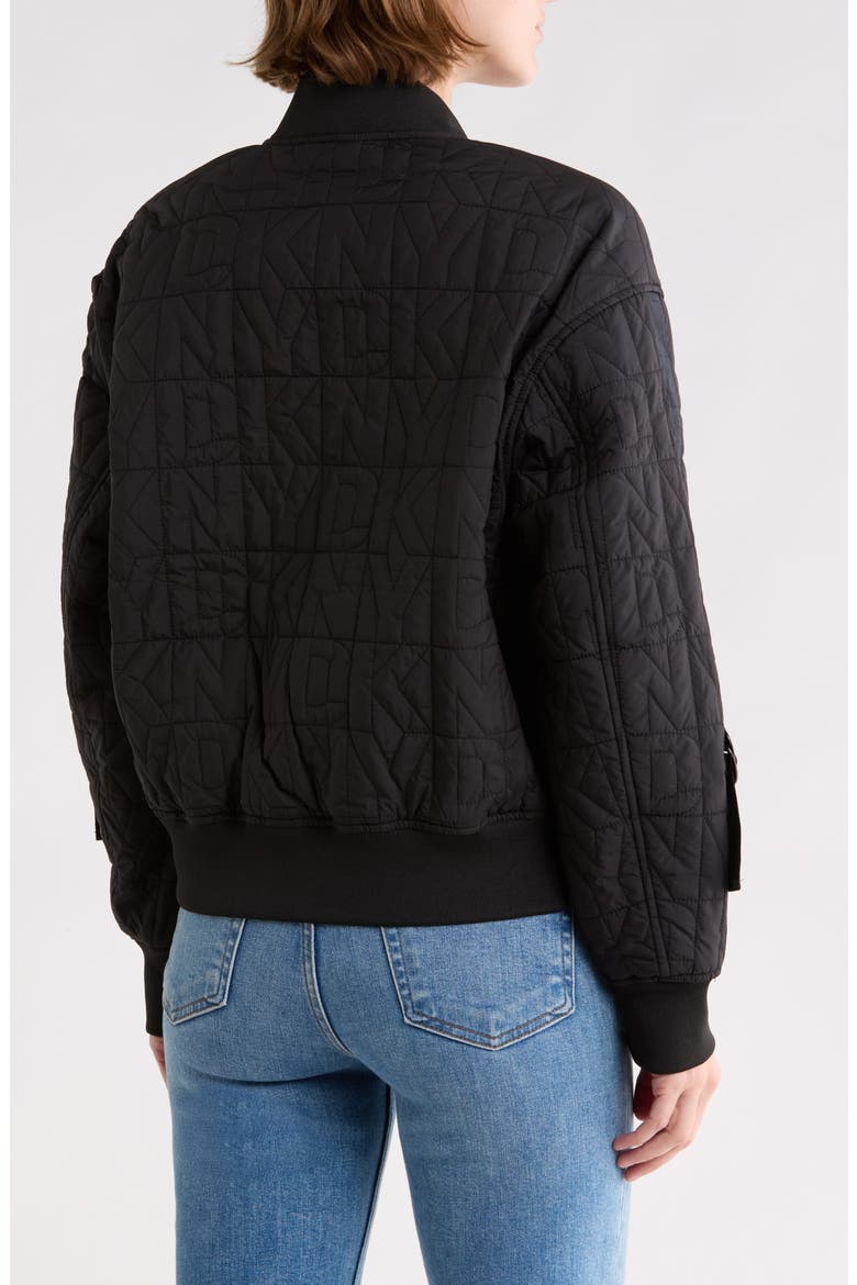 Quilted Logo Bomber Jacket, Alternate, color, BLACK