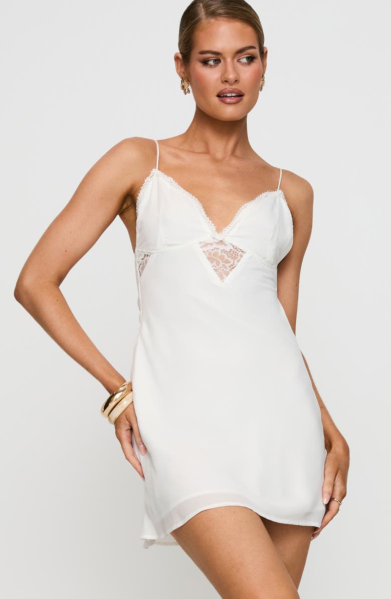 Princess Polly Artea Lace Trim Minidress, Alternate, color, White