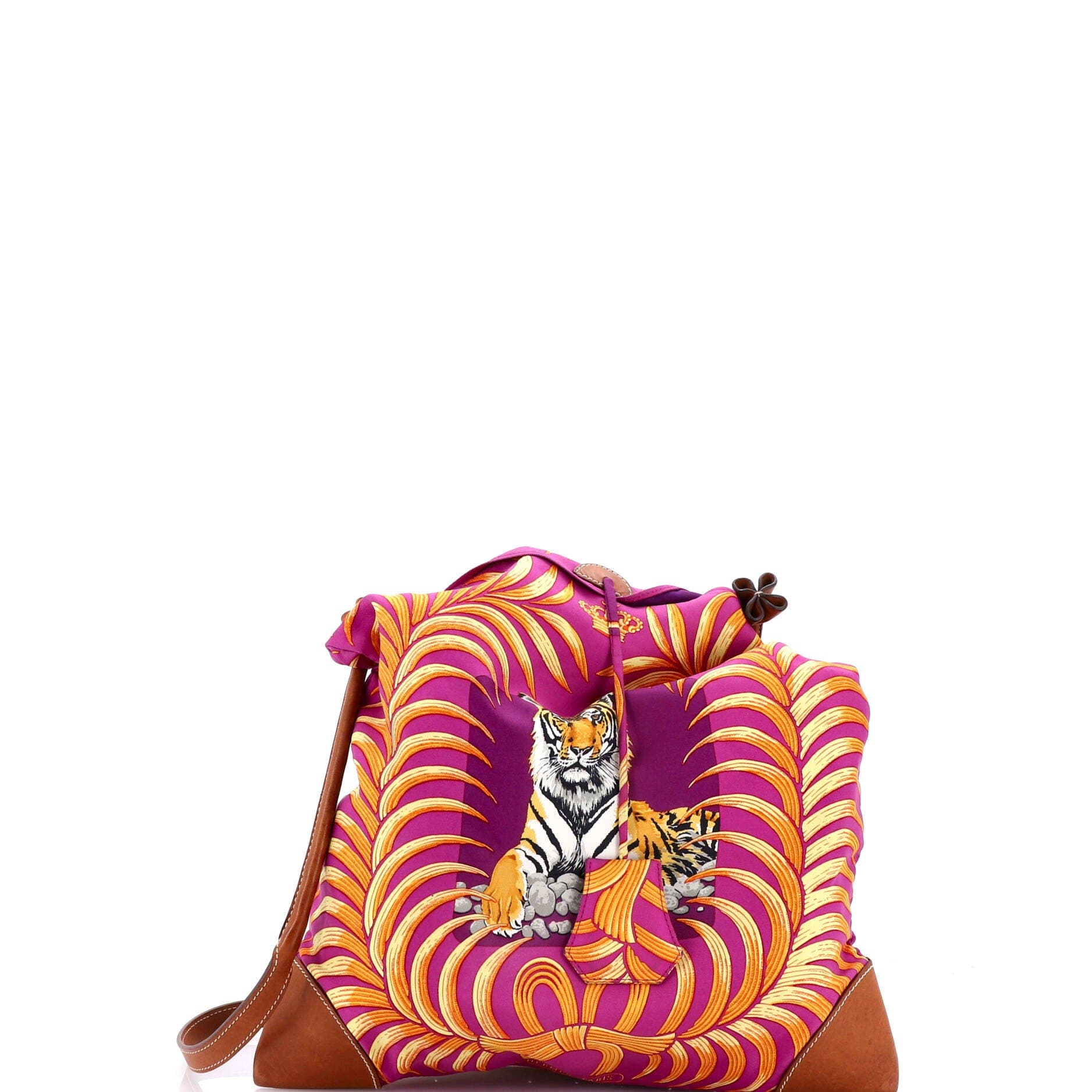 Pre-Owned Hermes Silky City Bag Printed Silk and Leather PM, Main, color, 