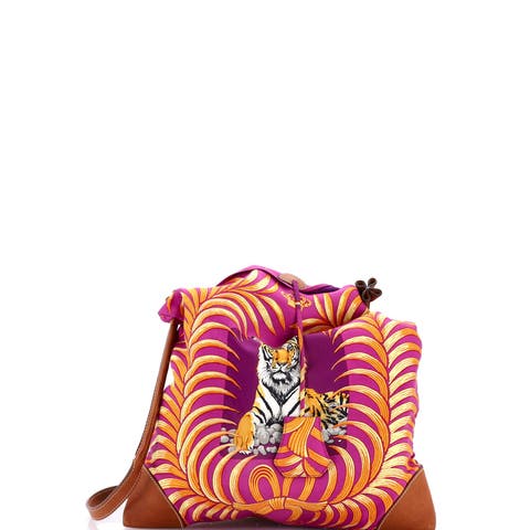 Silky City Bag Printed Silk and Leather PM