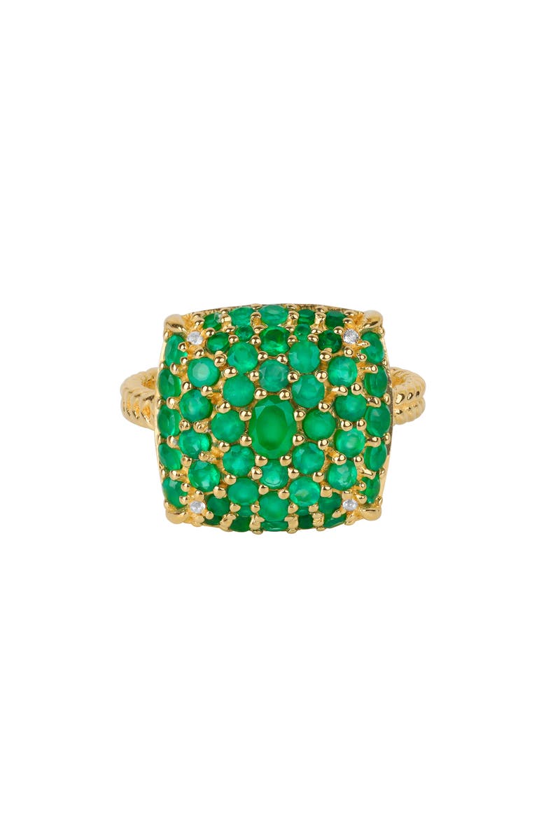 YS GEMS Green Onyx Pavé Cushion Cocktail Ring, Main, color, Green