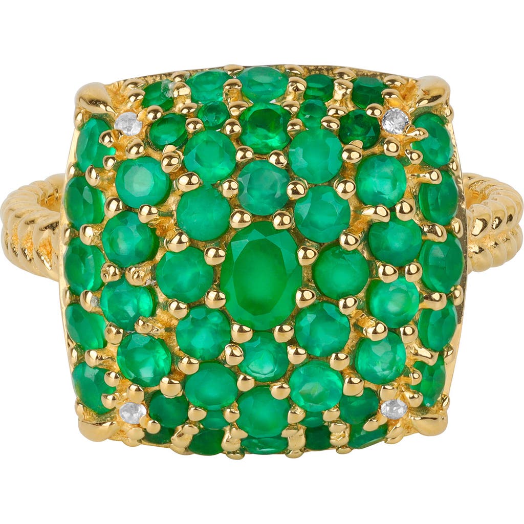 Ys Gems Green Onyx Pavé Cushion Cocktail Ring In Green