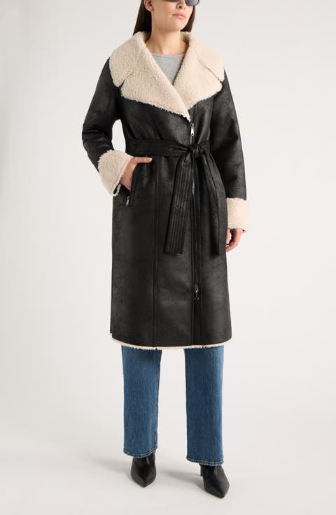 Belted Faux Shearling Coat