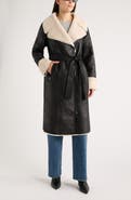 Bernardo Belted Faux Shearling Coat