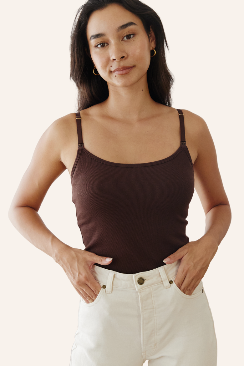 Soft Ribbed Nursing Tank, Alternate, color, Cocoa Brown