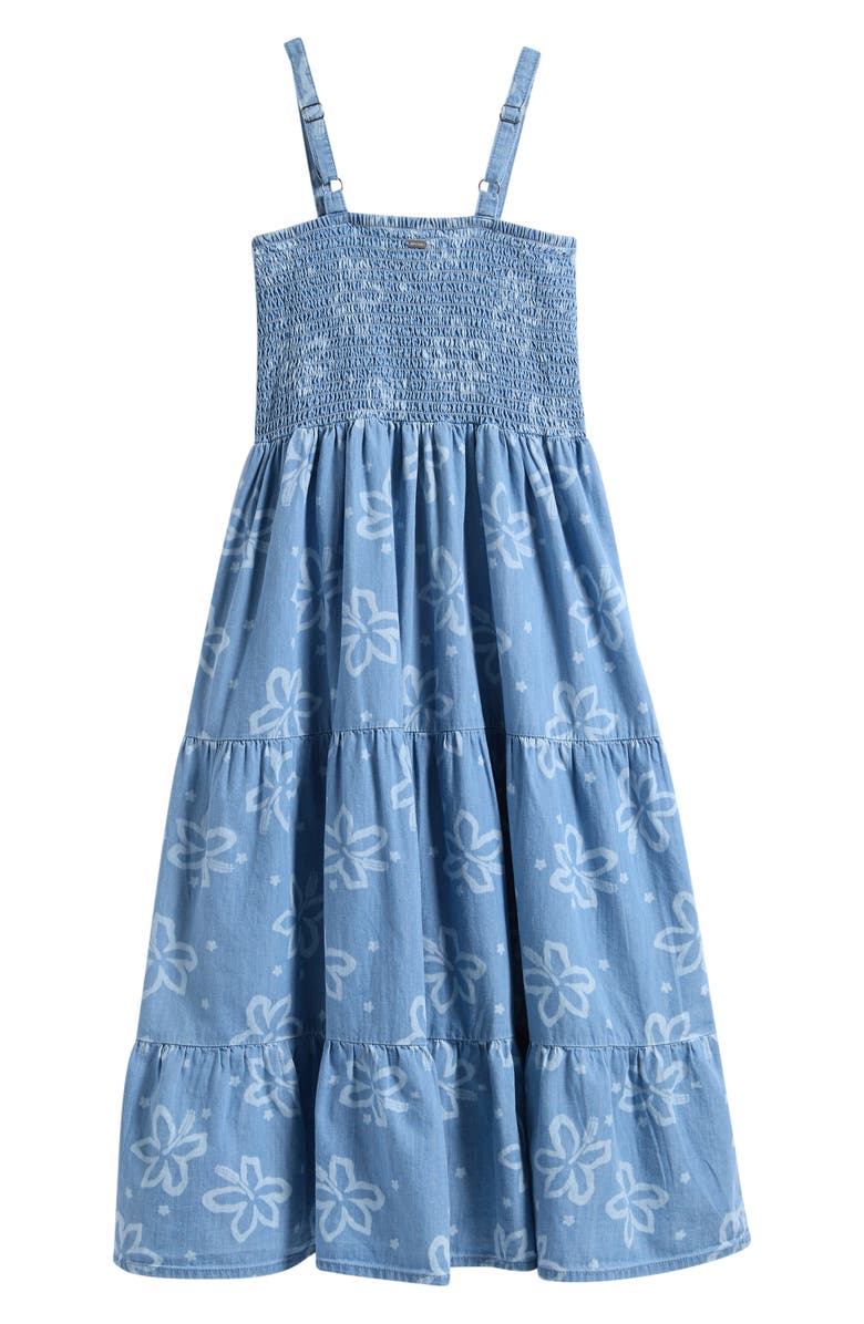 Rip Curl Kids' Tropical Dawn Smocked Tiered Dress, Alternate, color, Washed Blue