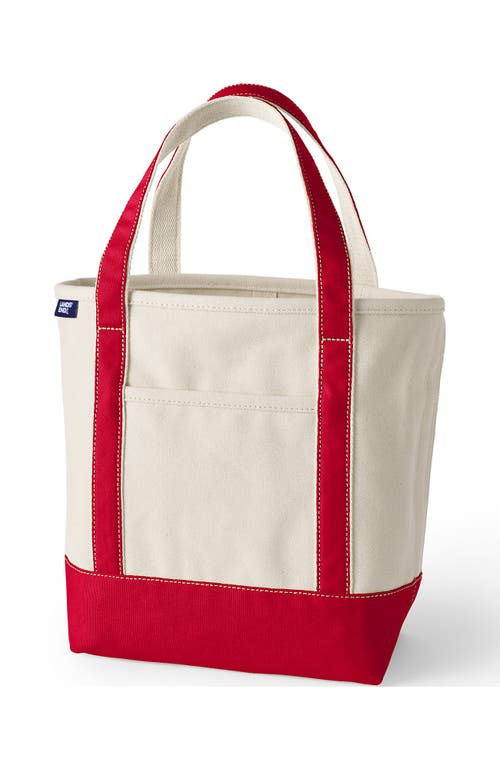 Lands' End Open Top Canvas Tote Bag In Natural/heritage Red