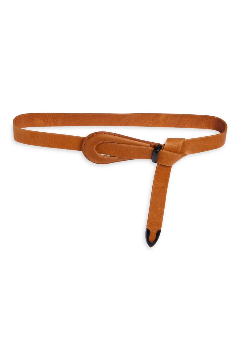 Sienna Leather Belt, Main, color, COGNAC