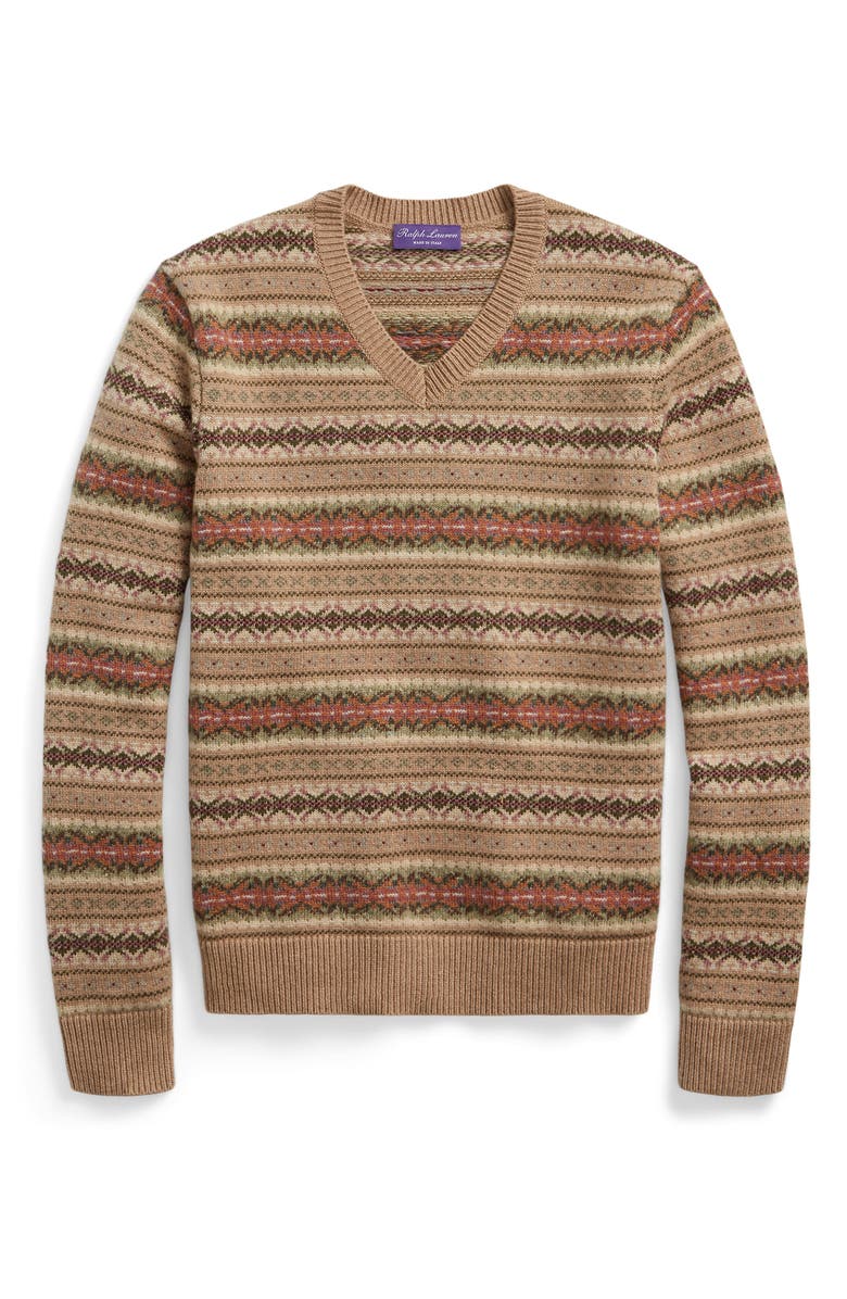 Ralph Lauren Purple Label Fair Isle Jacquard Cashmere & Wool Sweater, Alternate, color,