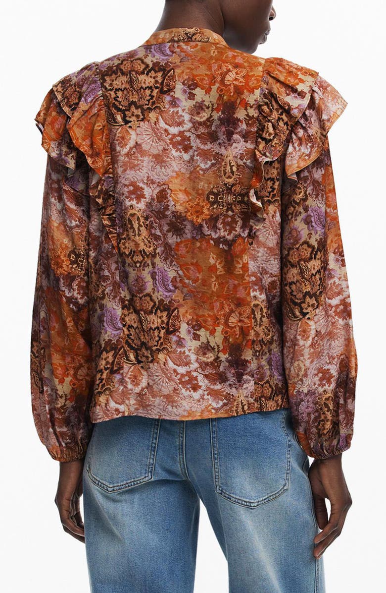 Desigual Paisley Button-Up Shirt, Alternate, color, Orange