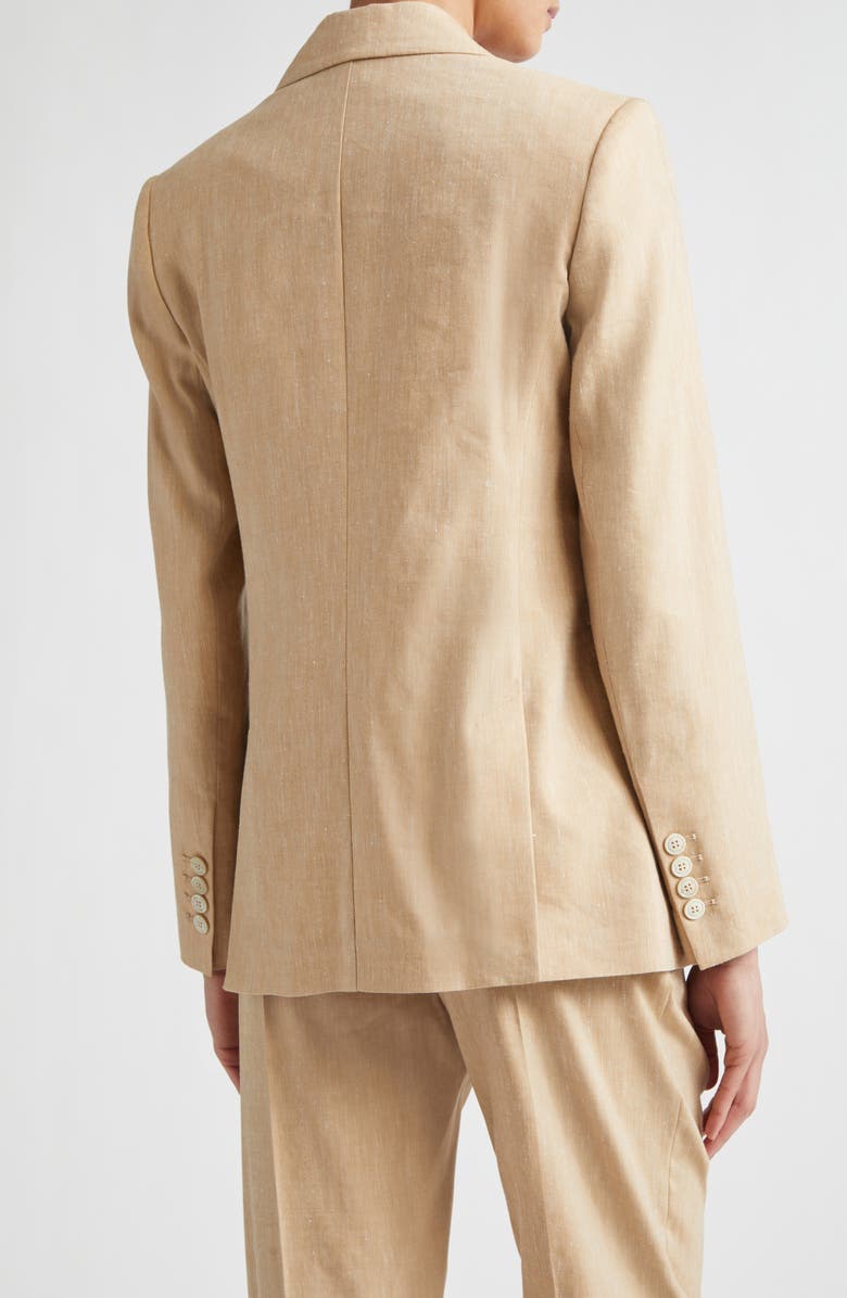 Eleventy Double Breasted Linen & Wool Jacket, Alternate, color, Taupe Cognac