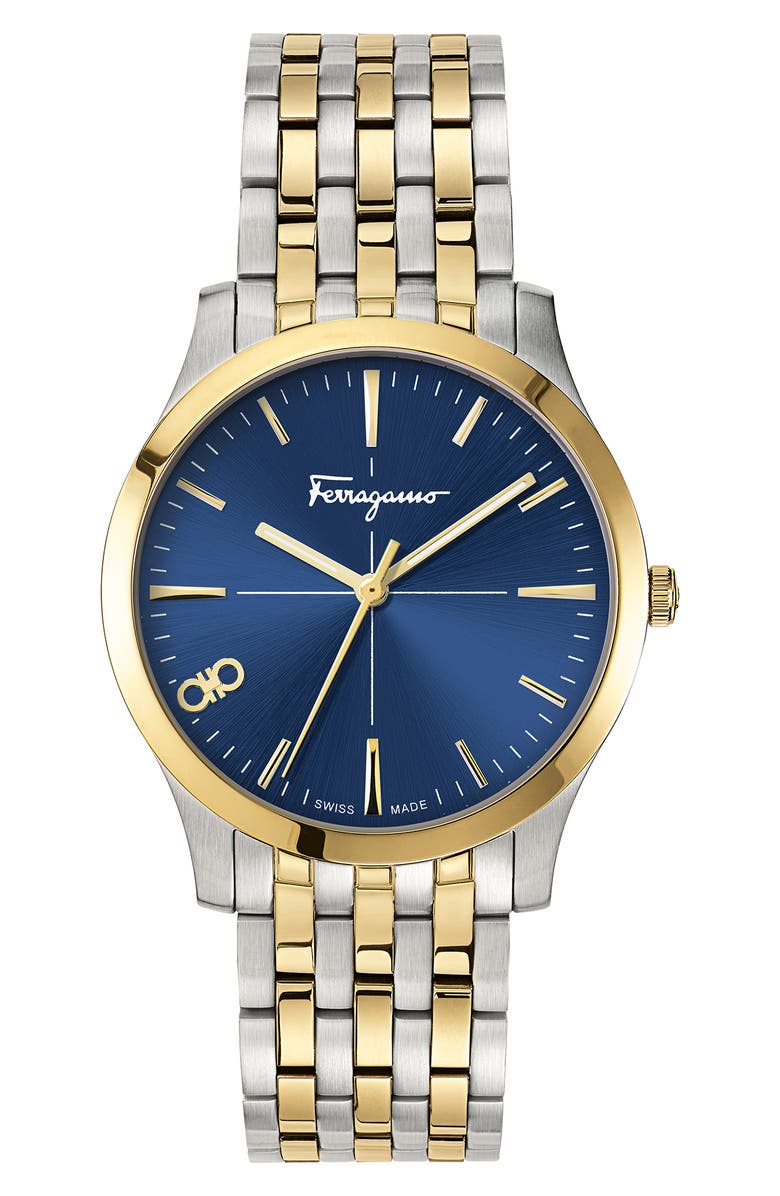 FERRAGAMO Salvatore Ferragamo Women's Slim Formal Blue Dial Stainless Steel Bracelet Watch, 35mm x 7.5mm, Main, color, 