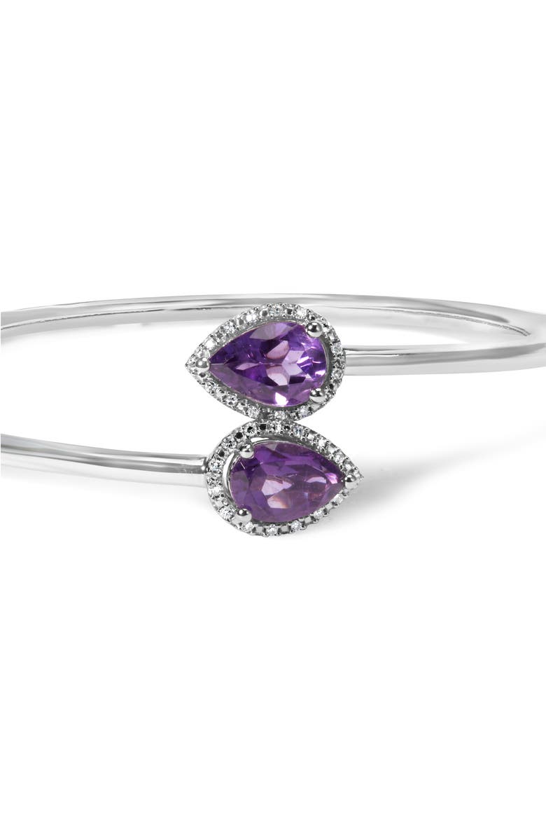 Haus of Brilliance Silver Amethyst & Diamond Accent Bangle Bracelet, Alternate, color, White