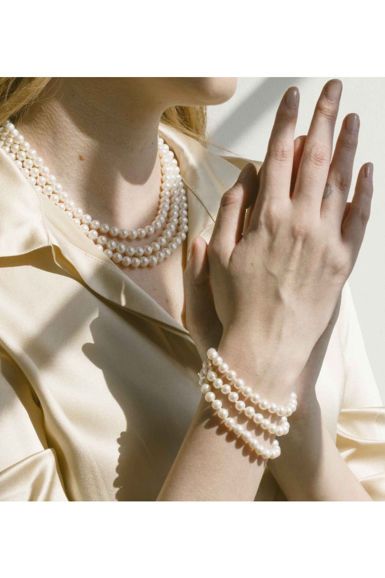 Triple White Freshwater Pearl Bracelet, Alternate, color, White Pearls