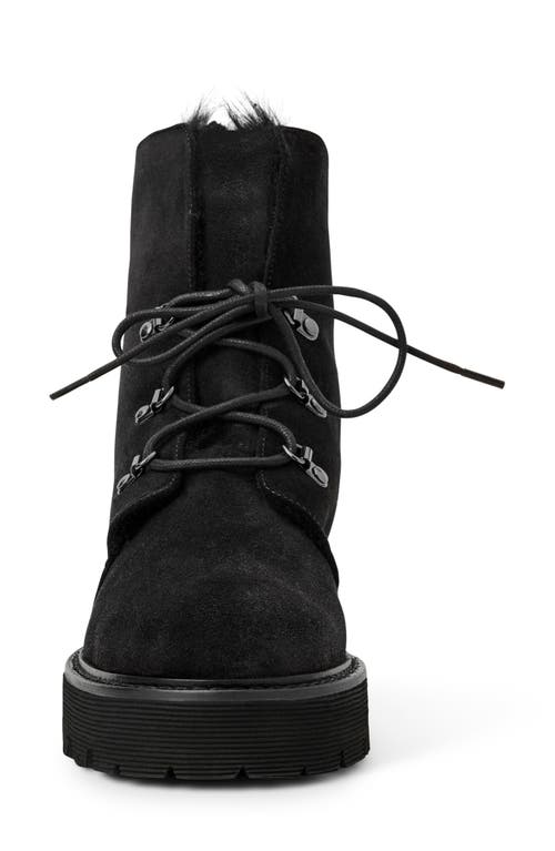 Aquatalia Eva Faux Shearling Cuff Hiker Boot In Black