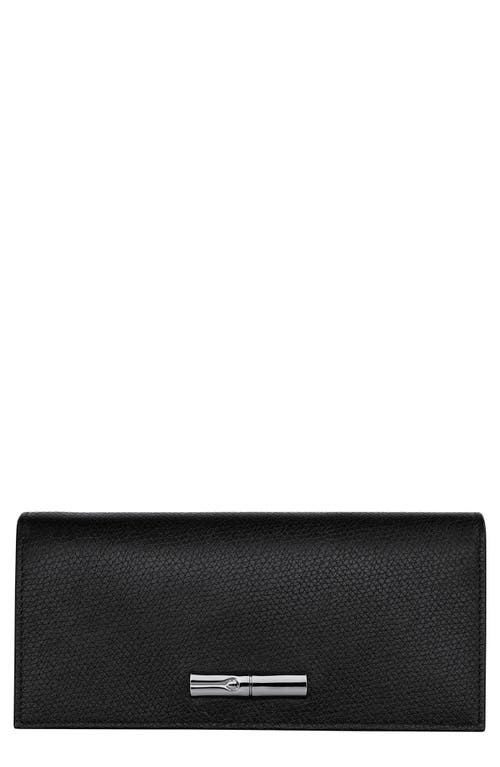 Longchamp Le Roseau Leather Continental Wallet In Black