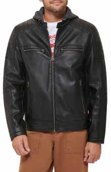 Levi's® Faux Leather Hooded Moto Racer Jacket
