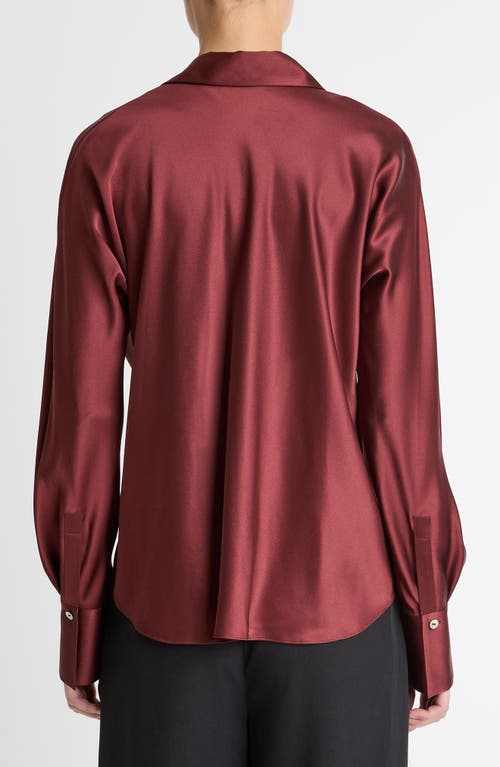 Vince Silk Button-up Shirt In Burgundy