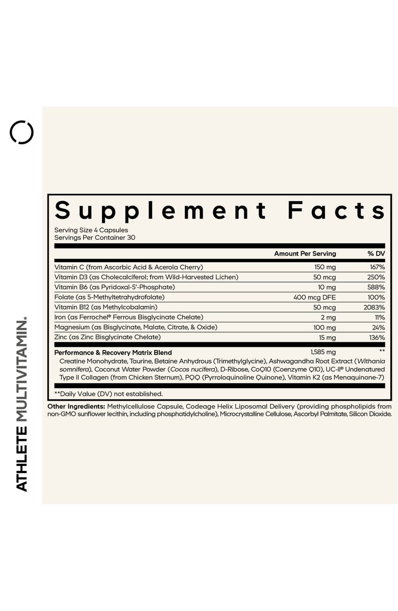 Codeage Athlete Multivitamin Platinum, Alternate, color, White