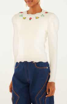 FARM Rio Flower Embroidered Sweater