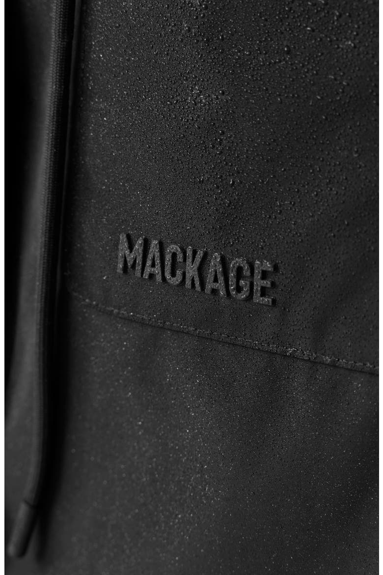 Magdalena Water Repellent Raincoat with Stowaway Hood, Alternate, color, BLACK