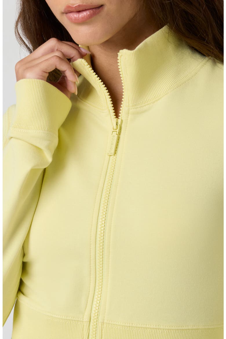 Crop Stretch Cotton Blend Track Jacket, Alternate, color, YELLOW IRIS