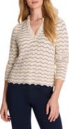 NIC+ZOE Scalloped Tuck Stitch Cotton Crop Sweater